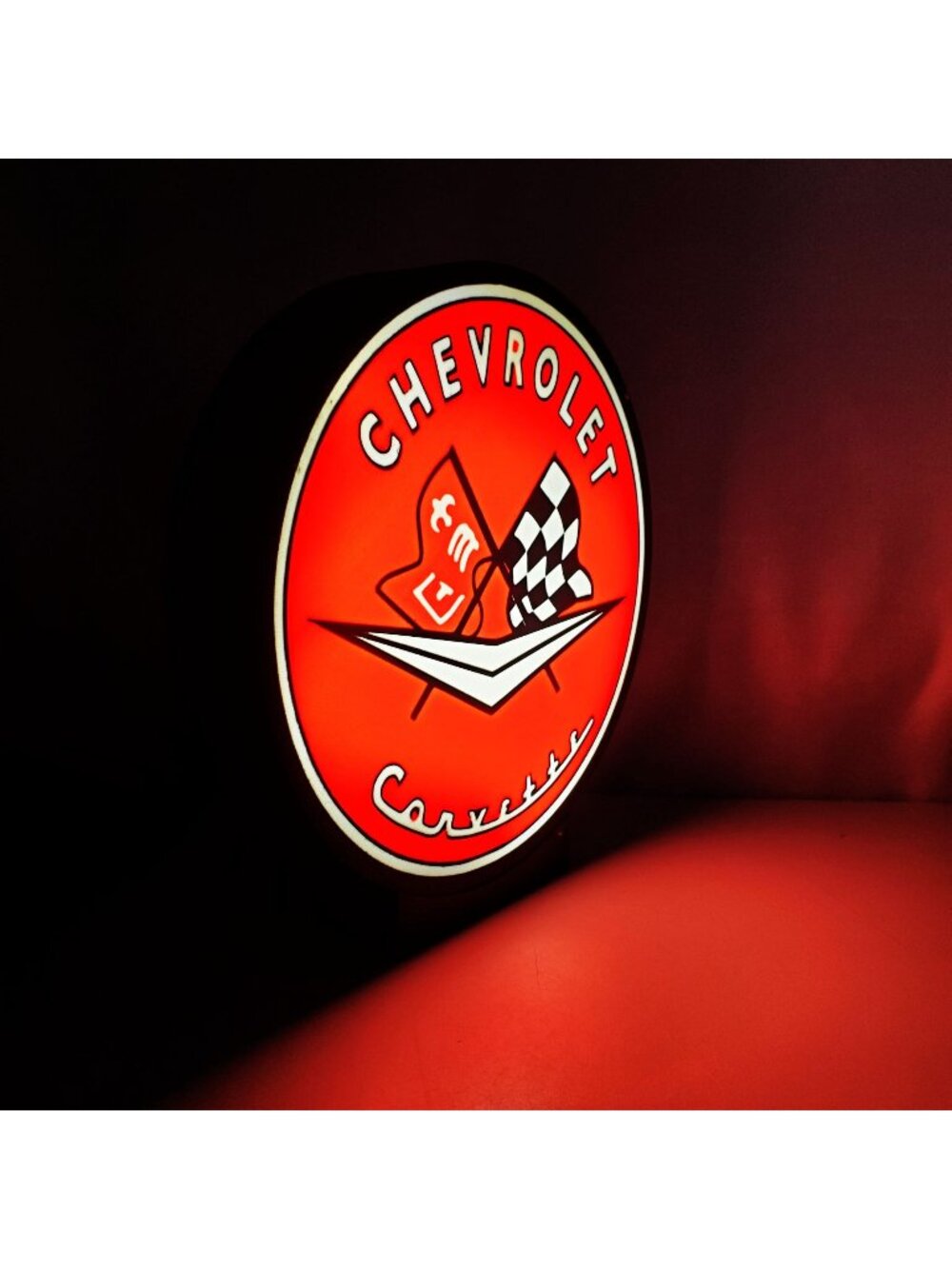 Chevrolet Corvette Vintage Style LED Light Box – 9" USB Powered Sign with Dimmer